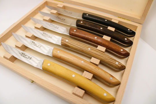 Claude Dozorme Thiers Mixed Wood Cuțite de filetat din Oțel Inoxidabil 6buc