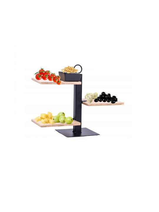 Excellent Houseware Ceramic Dessert Tower Stand with 3 Tiers with 3 Slots Black 15x32x27cm 210000840