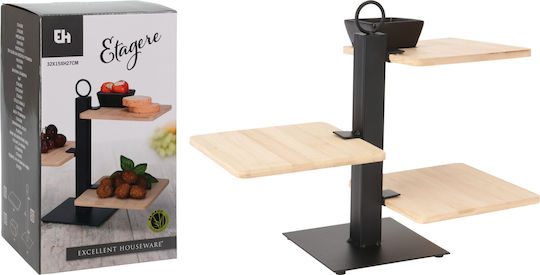 Excellent Houseware Κεραμική Εταζέρα 3 Ορόφων 3 Θέσεων Μαύρη Π32xΜ15xΥ27cm
