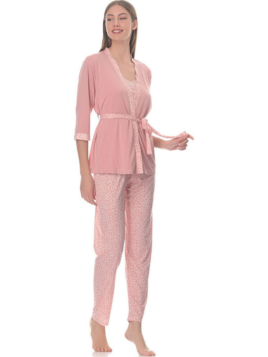 Sorrisino Sommer Damen Robe mit Pyjama Pink