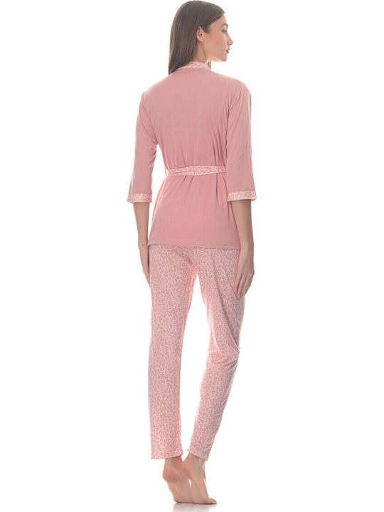 Sorrisino Sommer Damen Robe mit Pyjama Pink