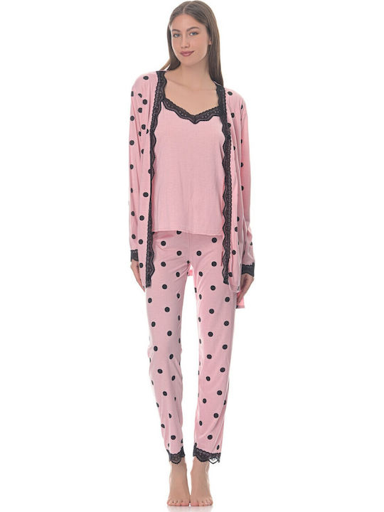 Sorrisino Sommer Damen Robe mit Pyjama Pua Rosa