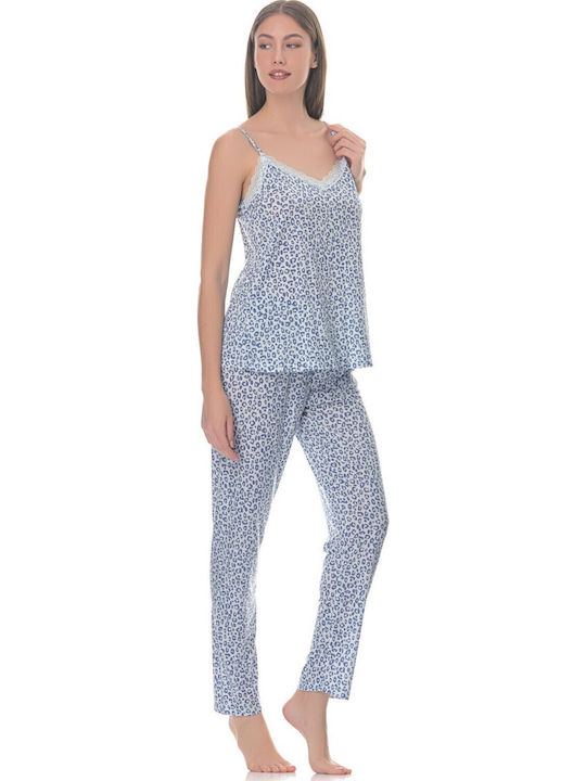 Sorrisino Summer Women's Robe with Pyjama Blue