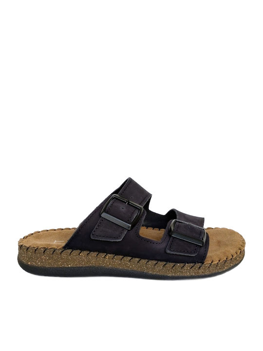 Leder Herrensandalen in Schwarz Farbe