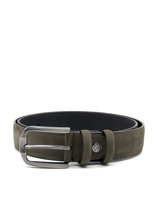 Men's Belt Leather Khaki LC-01/OLIVE