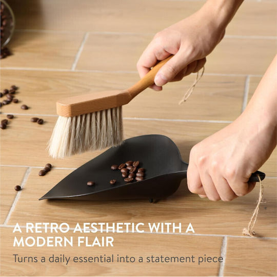 Navaris Retro Dustpan Σετ Ρετρό Σκούπα Ξύλο Οξιάς Φαράσι 29.5 X 17.5 Cm Black 61966.01 61966.01