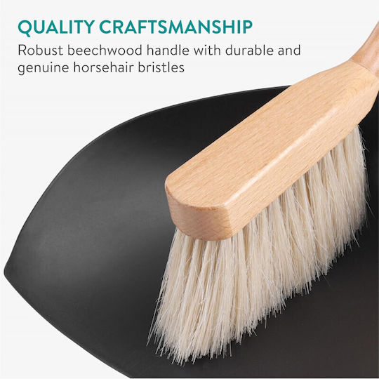 Navaris Retro Dustpan Σετ Ρετρό Σκούπα Ξύλο Οξιάς Φαράσι 29.5 X 17.5 Cm Black 61966.01 61966.01