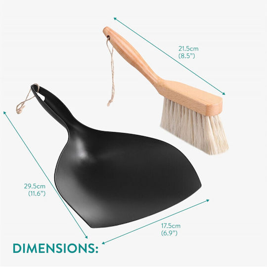 Navaris Retro Dustpan Σετ Ρετρό Σκούπα Ξύλο Οξιάς Φαράσι 29.5 X 17.5 Cm Black 61966.01 61966.01