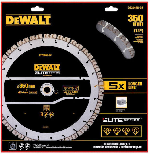 Dewalt DT20465 Cutting Disc Construction Materials Hole Diameter 350mm 1pcs