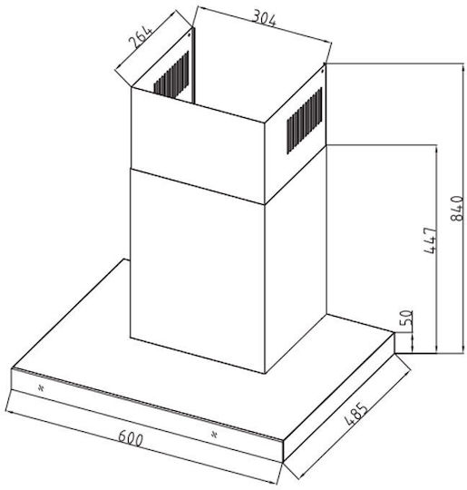 Davoline Tate Απορροφητήρας Καμινάδα 60cm Inox