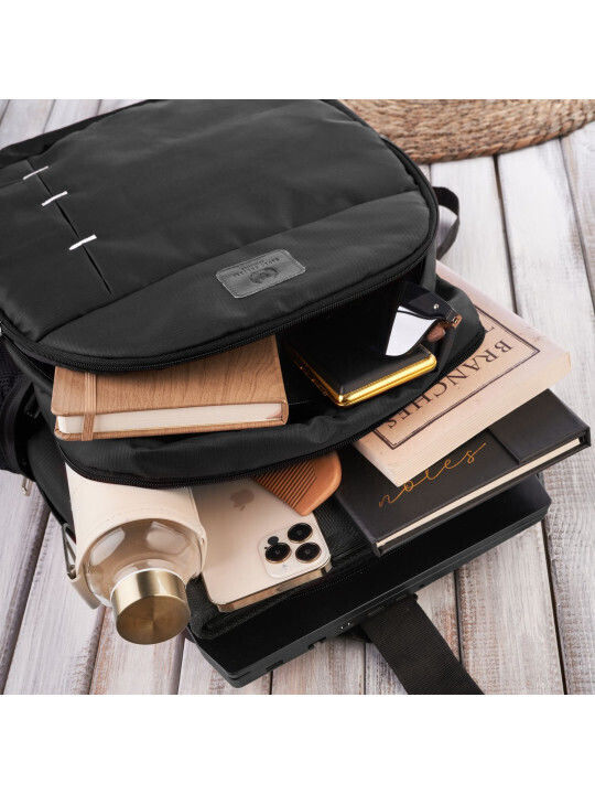 Paolo Peruzzi Wasserdicht Tasche Rucksack für Laptop 14" MacBook Pro 14-Zoll M2 2023/M1 2021 in Schwarz Farbe T-102-BL