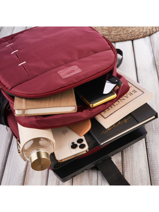 Paolo Peruzzi Tasche Rucksack für Laptop 14" MacBook Pro 14-Zoll M2 2023/M1 2021 in Rot Farbe T-102-RD