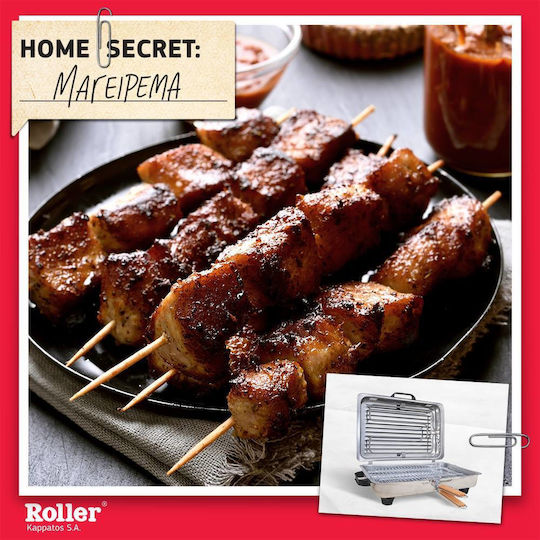 Roller Kappatos 20206 Tabletop Electric Grill Grill 1050W Inox Inox with Lid 32.5cmx24.5cmcm