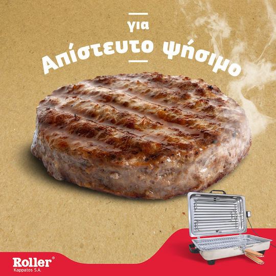 Roller Kappatos 20206 Tabletop Electric Grill Grill 1050W Inox Inox with Lid 32.5cmx24.5cmcm