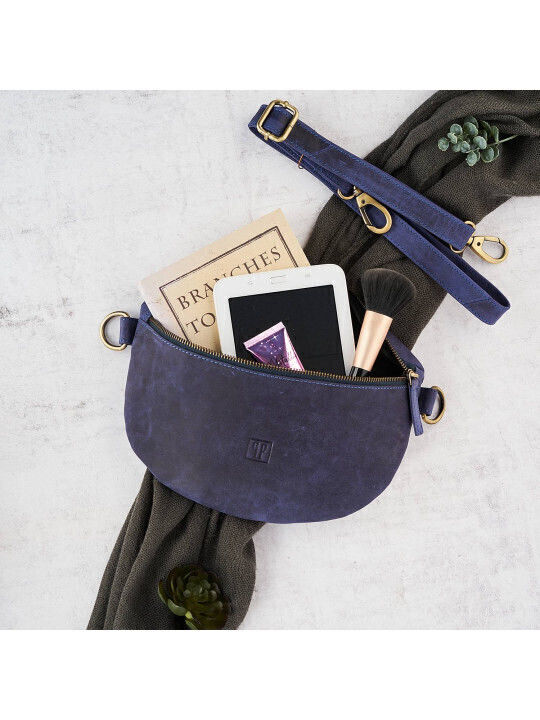 Leather Waist Bag Navy Blue