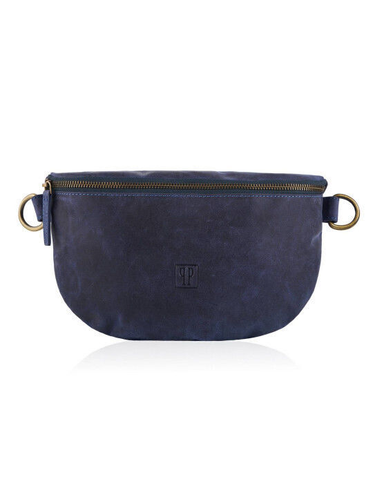 Leather Waist Bag Navy Blue