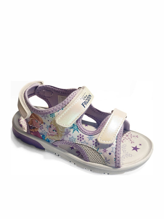 Sandale Copii Frozen cu Închidere Hoop & Loop cu Luminite Alb