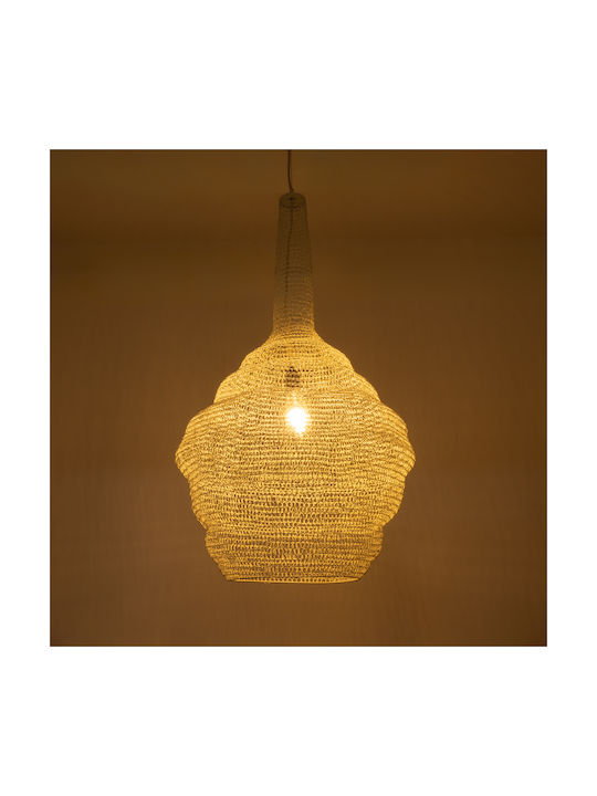 GloboStar Kentucky Ceiling Light Beige Grid with E27 Socket 60x90x90cm