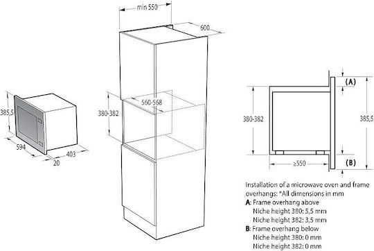 Gorenje BMI251SG3BG с Грил 25лт Черен