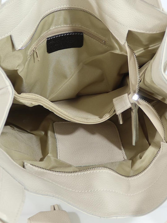 Leder Damentasche Schultertasche Beige