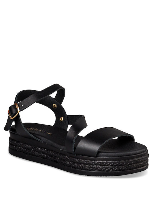 Envie Shoes Damen Flache Sandalen Flatforms in Schwarz Farbe