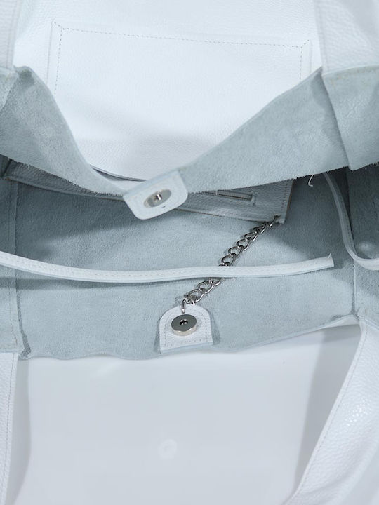 Damen Leder Shopper Tasche Weiß