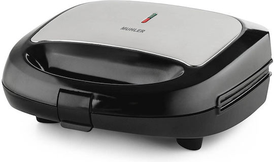 Muhler Τοστιέρα με Αποσπώμενες Πλάκες για 2 Τοστ 750W Μαύρη/Inox