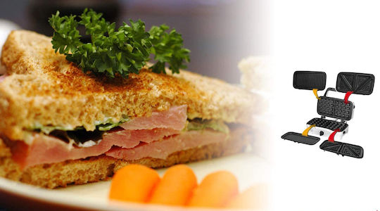 MPM Sandwich Maker Grill with Removable Plates 1200W White