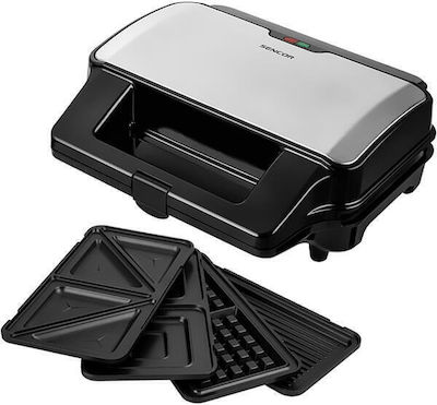 Sencor Sandwich Maker cu Plăci Detasabile pentru for 2 Sandwiches Sandvișuri 900W Inox