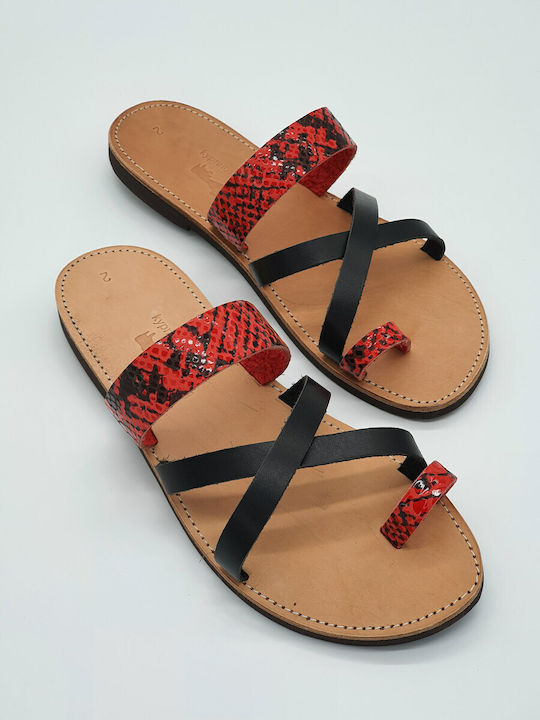 Kypraiosleather Handmade Leather Women's Sandals Red