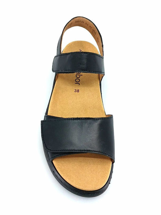 Leather Women's Flat Sandals Anatomic in Black Color