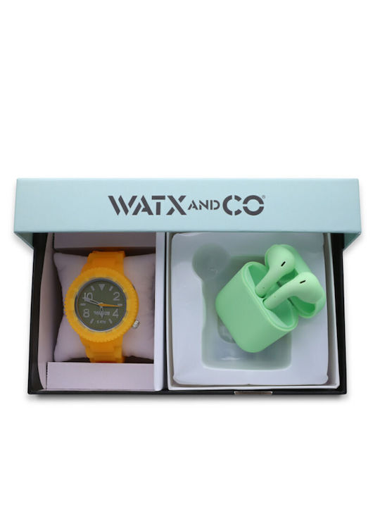 WATX & CO Women's Watch with Yellow Rubber Strap