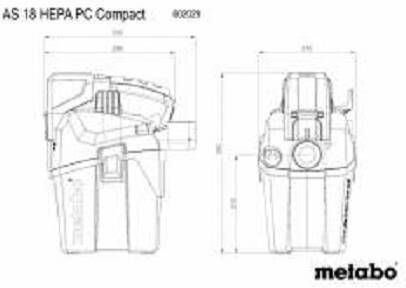 Metabo As 18 Hepa Pc Compact Επαναφορτιζόμενη Σκούπα Υγρών / Στερεών Χωρίς Φορτιστή και Μπαταρία με Πλαστικό Κάδο 6lt