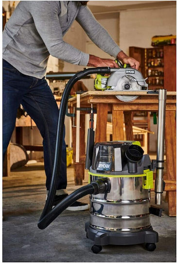Ryobi Rechargeable Vacuum Wet / Dry Without Charger and Battery with Stainless Bin 18lt