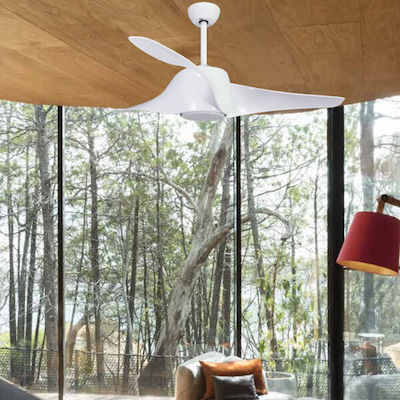 Ceiling Fan 132cm with Light and Remote Control White