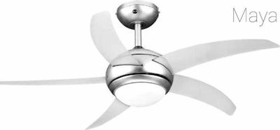 Lineme Maya 02-00123-10 Ceiling Fan 110cm with Light and Remote Control Silver