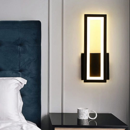 Modern Leuchte Wand mit Integrierter LED und Warmweißes Licht Schwarz 32x12.5x5cm