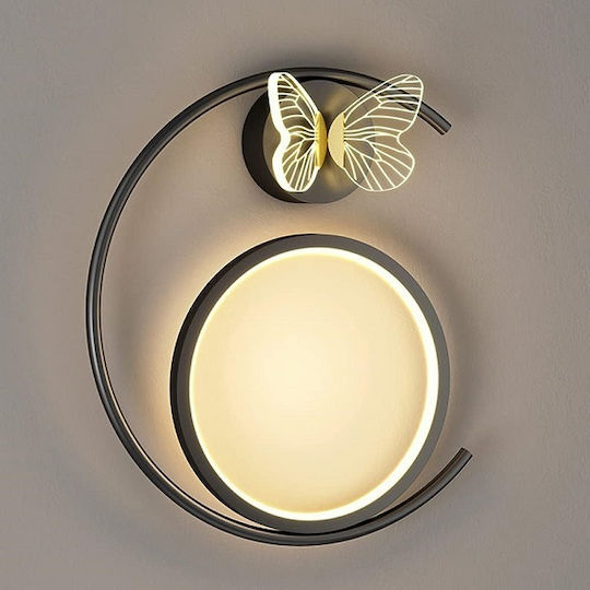 Modern Wall Lamp with Integrated LED and Warm White Light Black 30x25cm