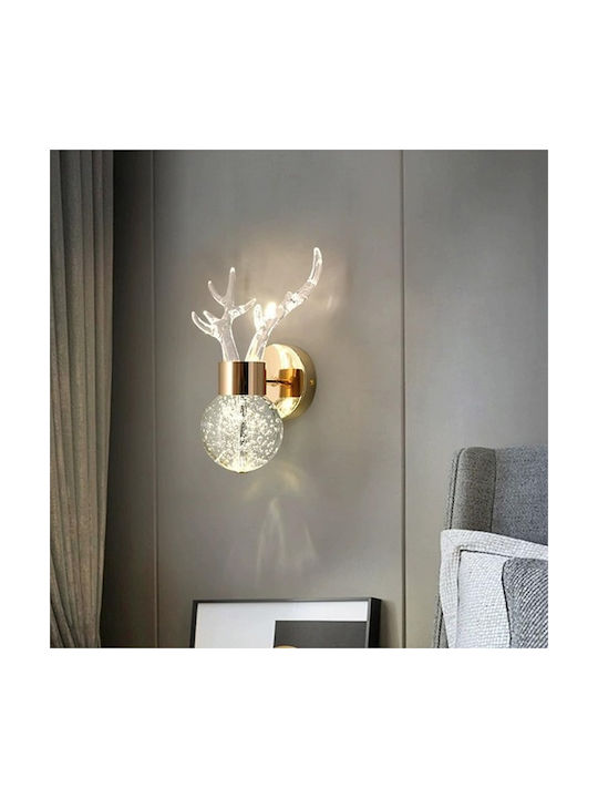 H21 Modern Wandleuchte mit Integrierte LED und Warmes Weiß Licht Gold 8.5x8.5x21cm