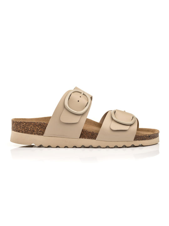 Boxer Women's Flat Sandals in Beige Color