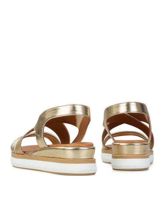 Flache Sandalen für Damen in Gold Farbe