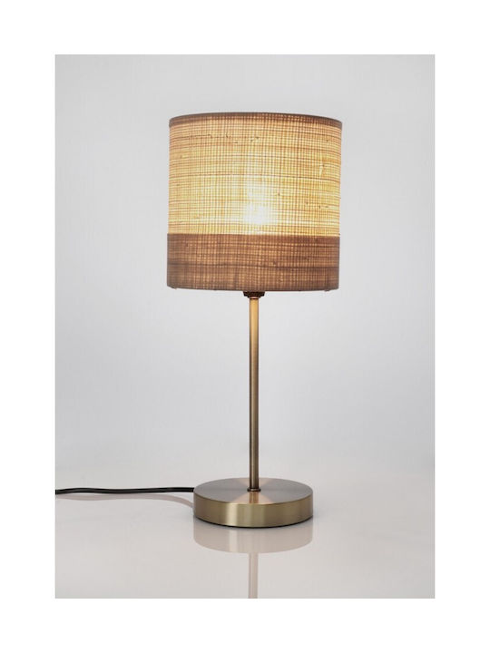 Bizzotto Aylen Fabric Table Lamp for Socket E14 with Beige Shade and Gold Base
