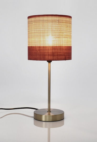 Bizzotto Aylen Fabric Table Lamp for Socket E14 with Red Shade and Gold Base 2pcs