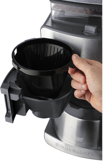 Russell Hobbs Grind & Brew Προγραμματιζόμενη Καφετιέρα Φίλτρου 1000W Inox