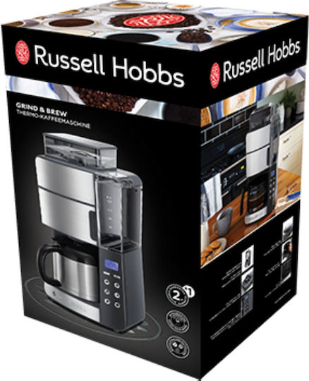 Russell Hobbs Grind & Brew Προγραμματιζόμενη Καφετιέρα Φίλτρου 1000W Inox