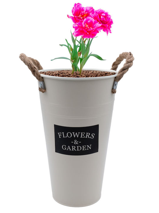 Uncle George Planter Metal Beige 22x22x40cm.