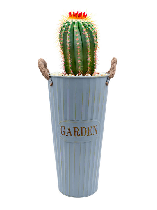 Uncle George Planter Metal Light Blue 21x21x35cm.