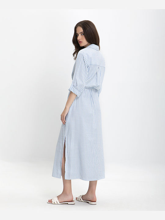 La Fee Maraboutee Midi Shirt Dress Dress Light Blue