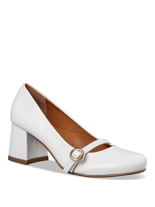 Envie Shoes White Heels with Strap