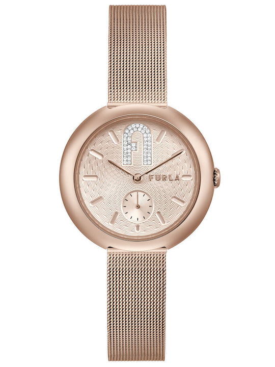 Furla Damen Uhr mit Rose Gold Metallarmband